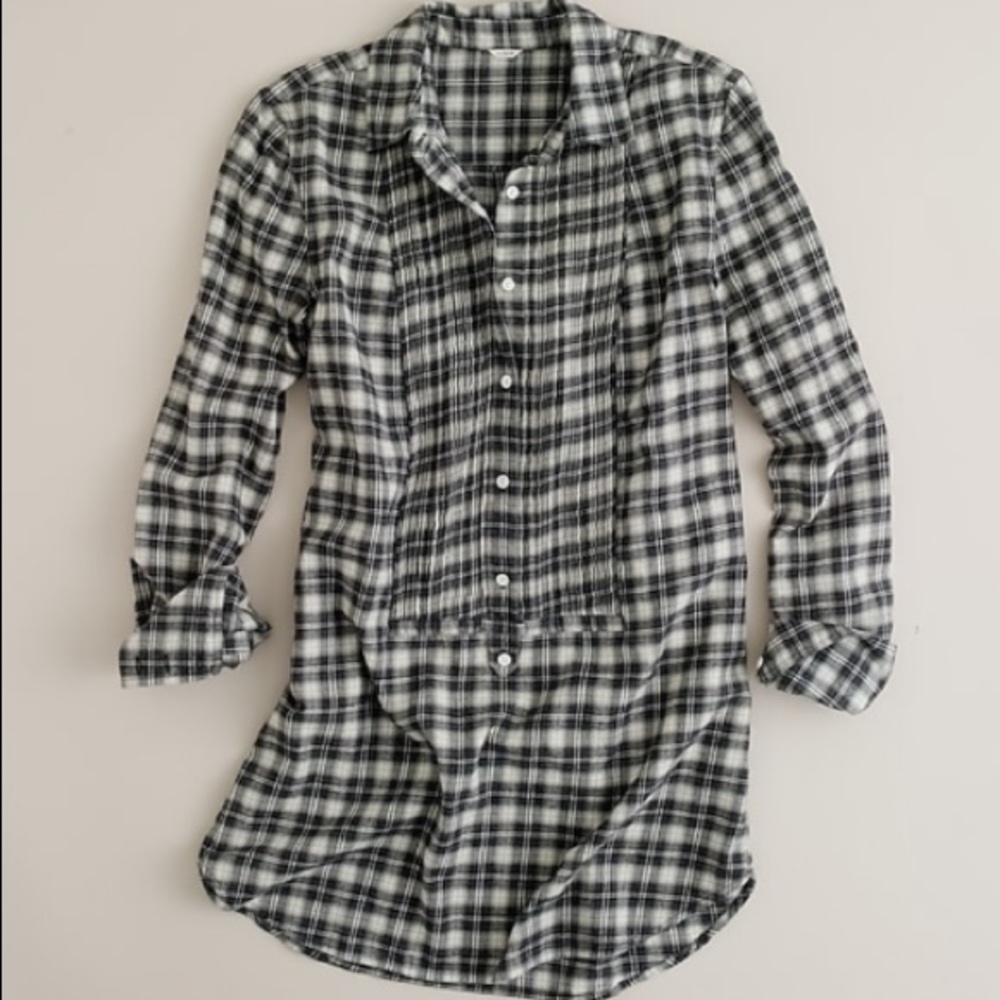 Jcrew half button down plaid tunic sz XS
